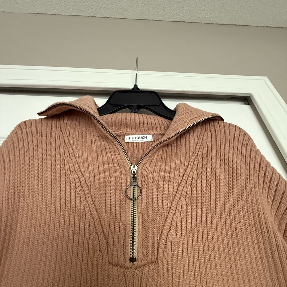 Tan Long Sleeve Ribbed Dress - Picture 3 of 4